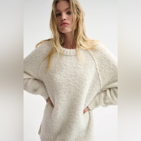 Free People Teddy Sweater Tunic in Sugar Swirl. - Picture 2 of 12